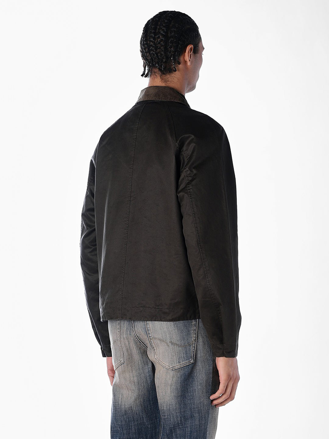 Brown Corduroy-Collar Waxed Jacket