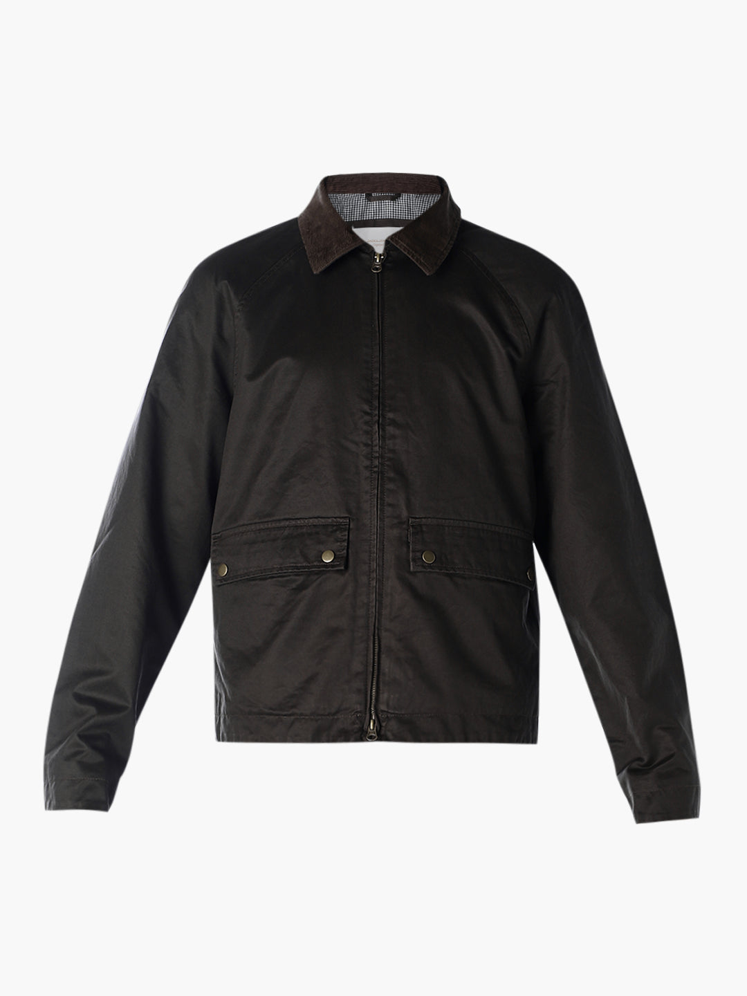 Brown Corduroy-Collar Waxed Jacket