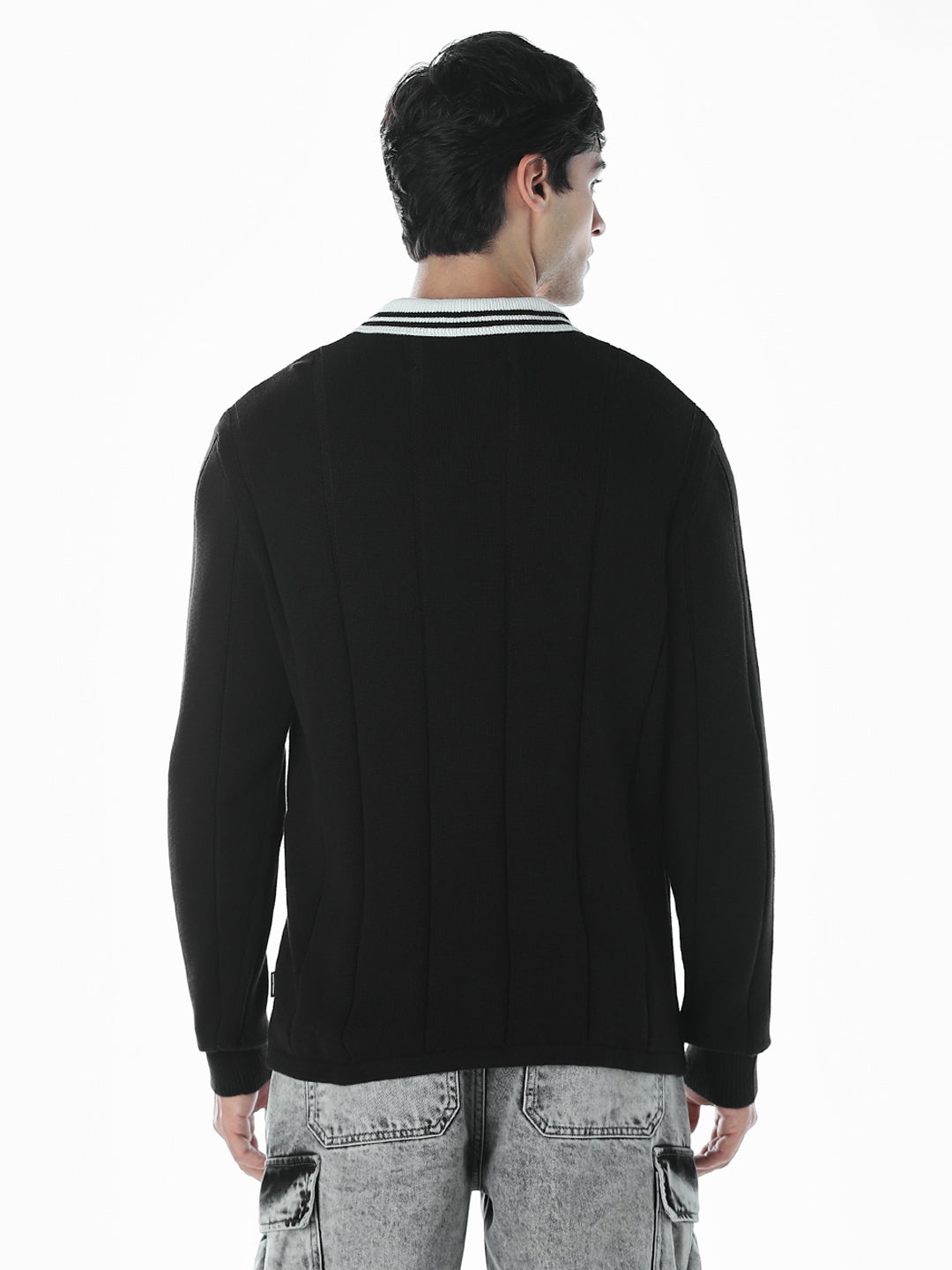 Oversized Knitted Polo - Black