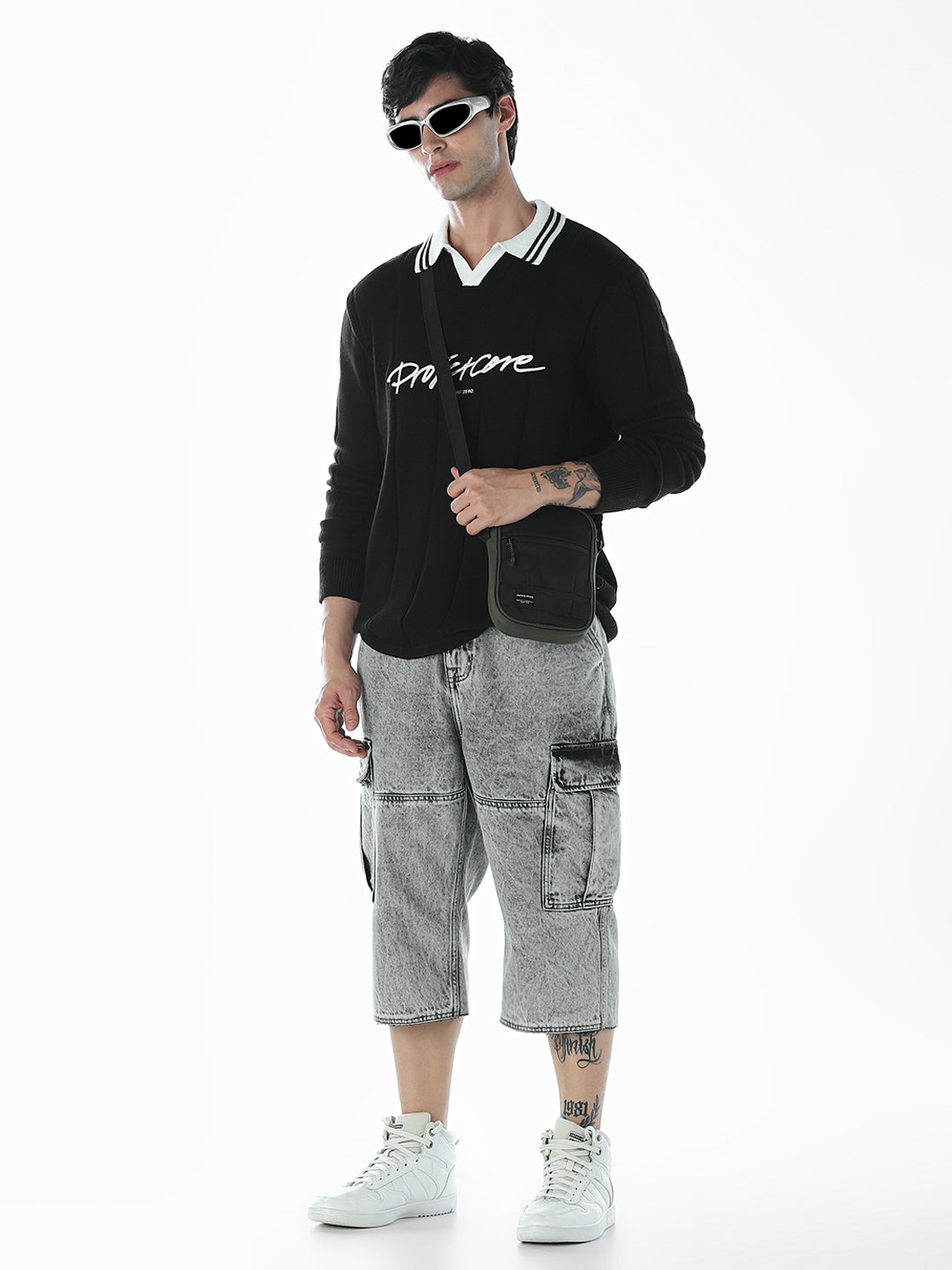 Oversized Knitted Polo - Black