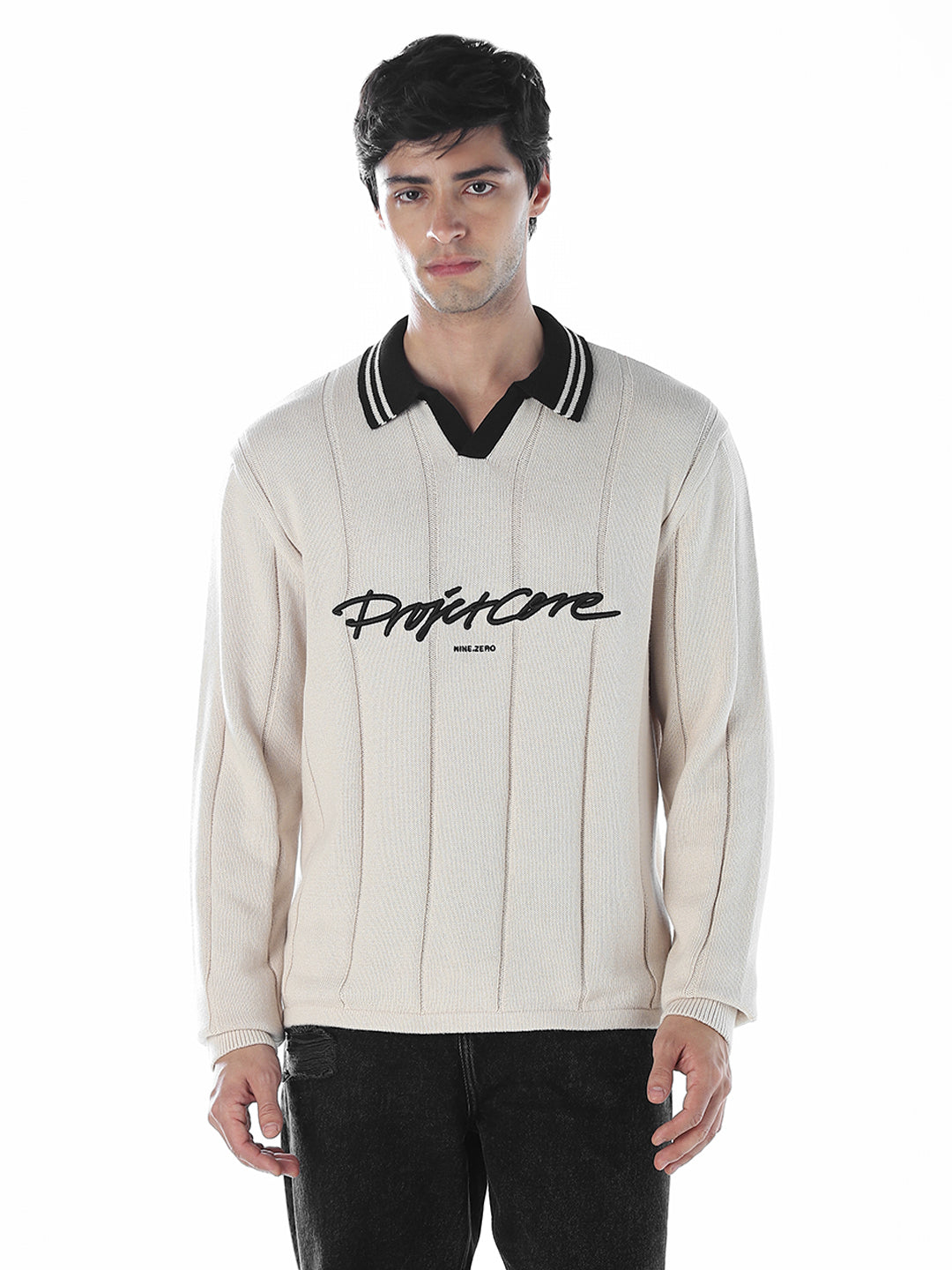 Oversized Knitted Polo - Beige