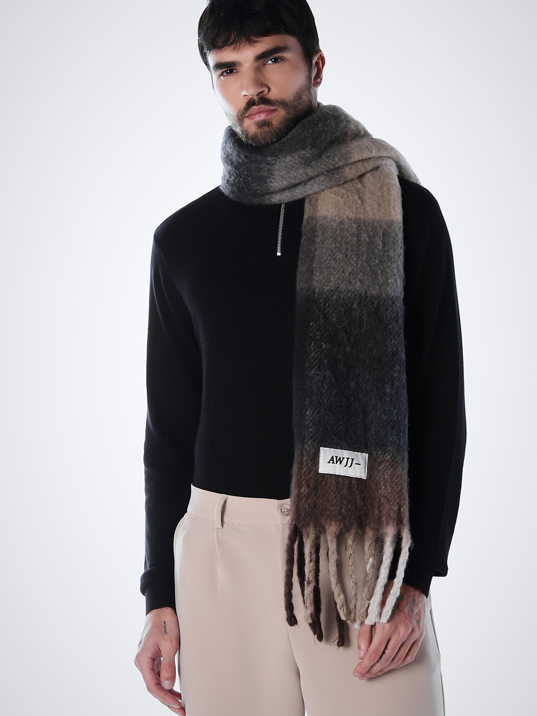 Zip High Neck T-shirt - Black