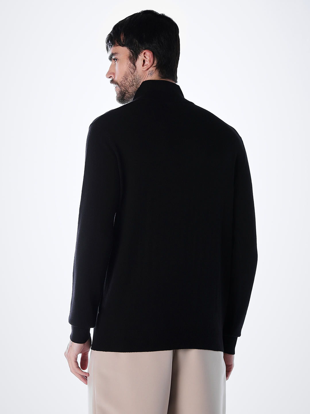 Zip High Neck T-shirt - Black