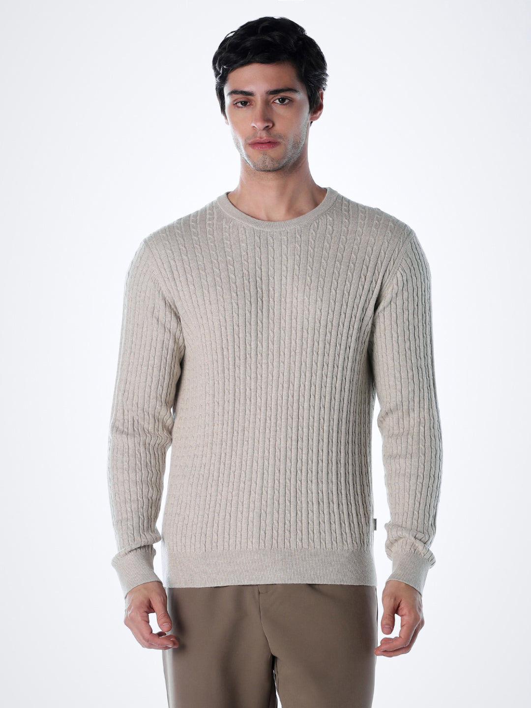 Beige Slim Fit Pullover