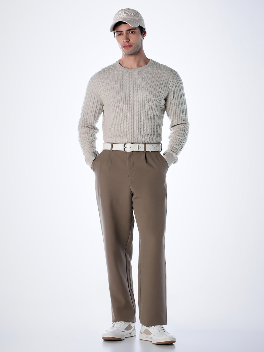 Beige Slim Fit Pullover