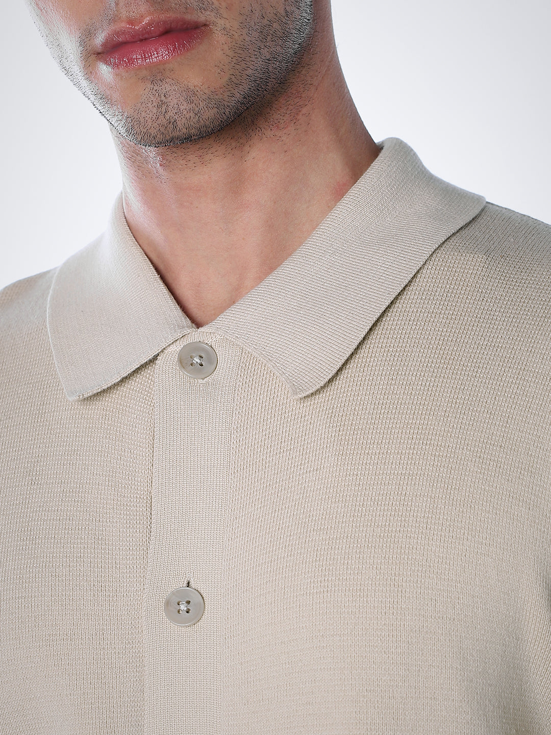 Regular Fit Front Open Cardigan - Beige