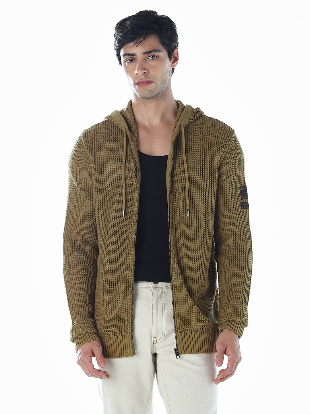 Hooded Front Open Oversized Pullover