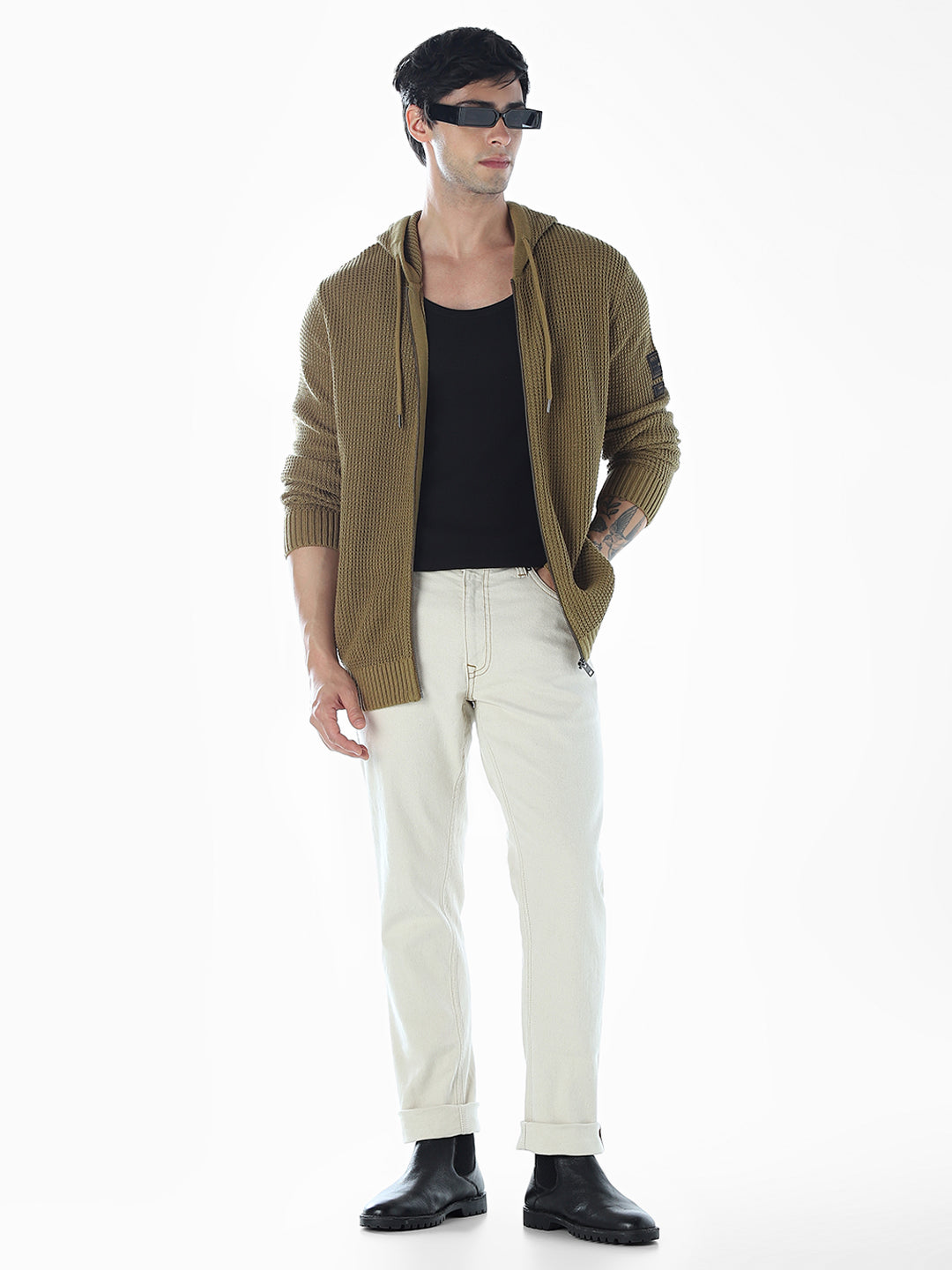 Hooded Front Open Oversized Pullover