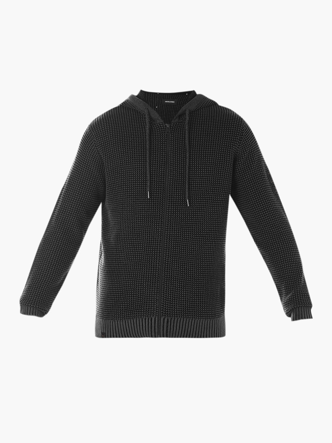 Hooded Front Open Oversized Pullover - Black