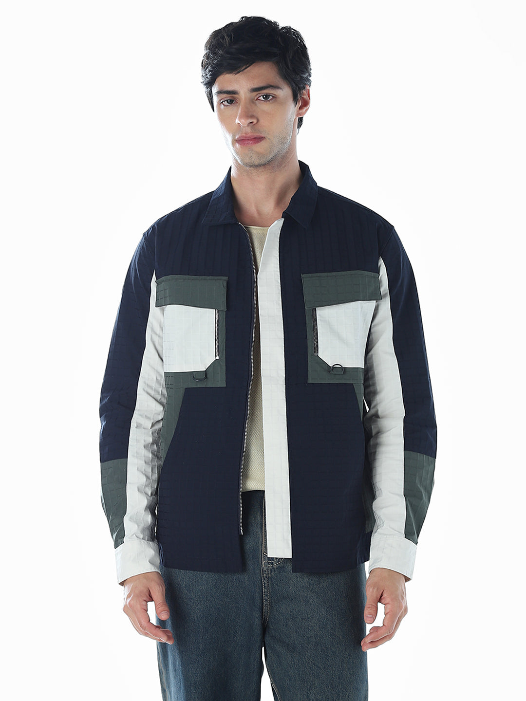 Colourblocked Zipped Jacket