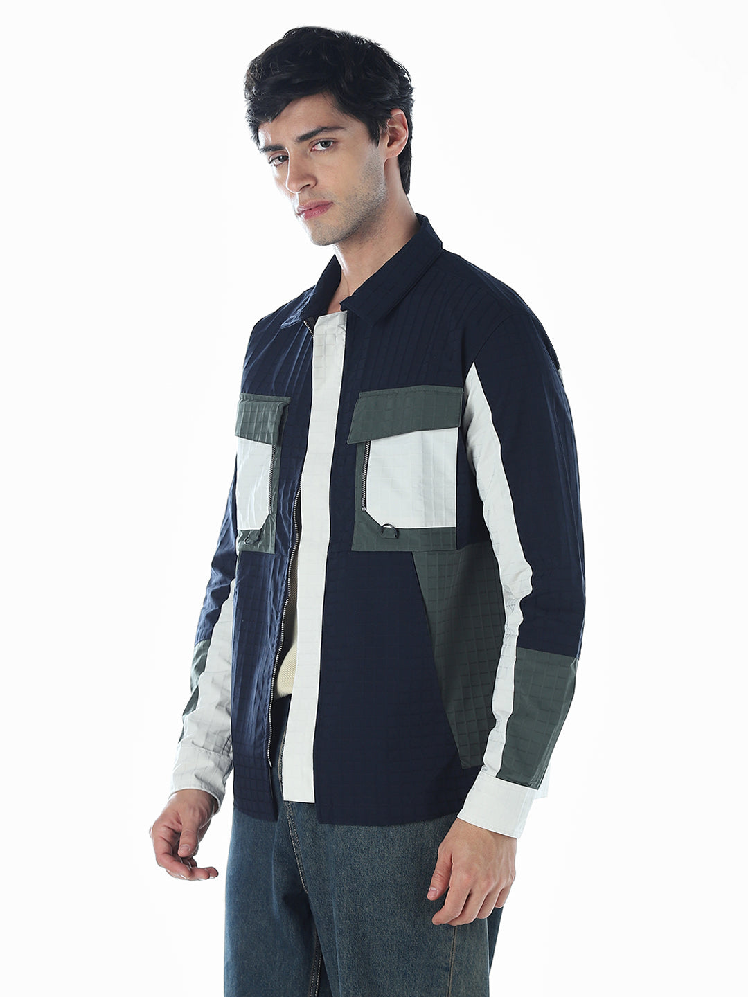 Colourblocked Zipped Jacket