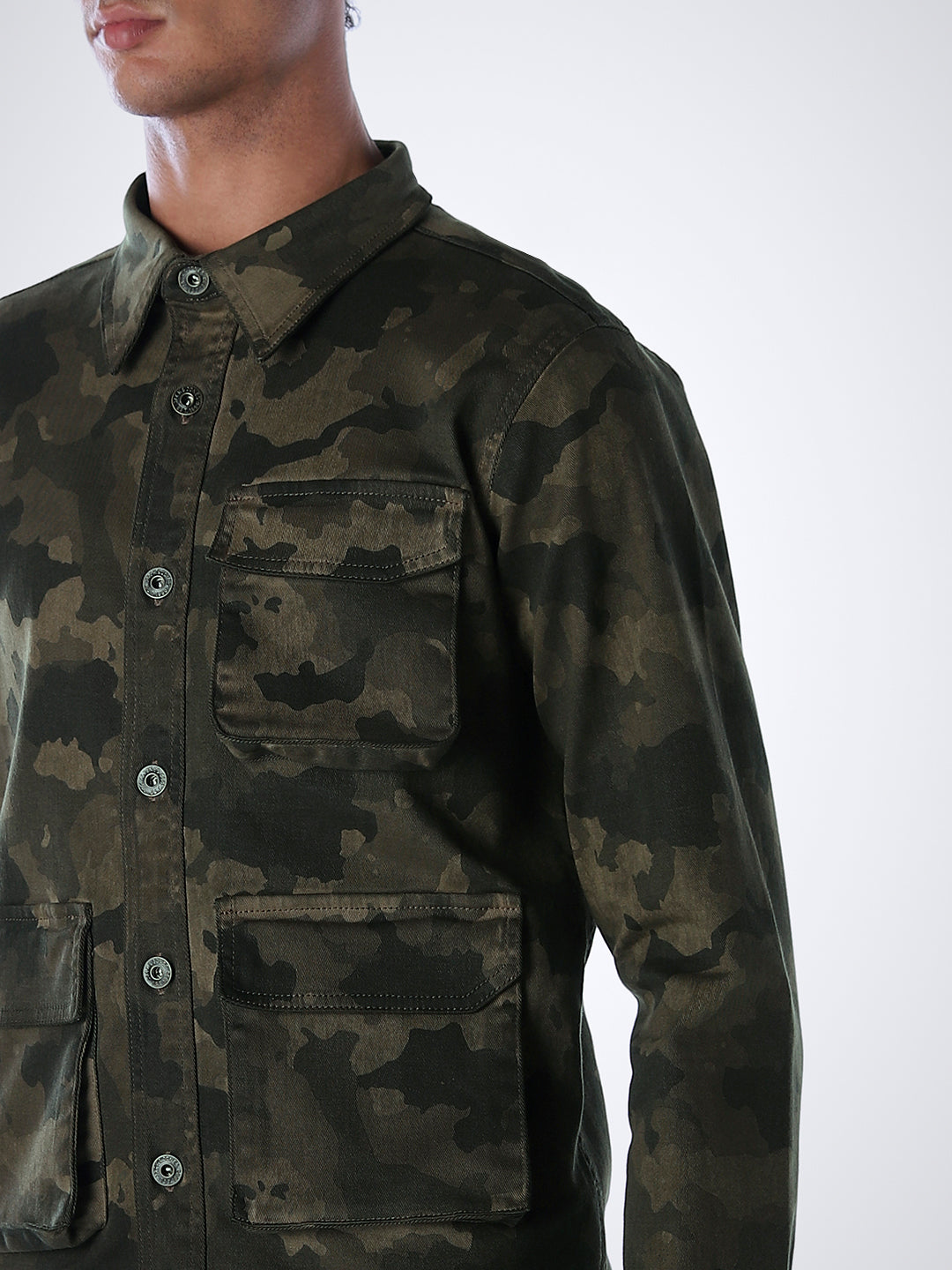 Olive Green Camo Print Jacket