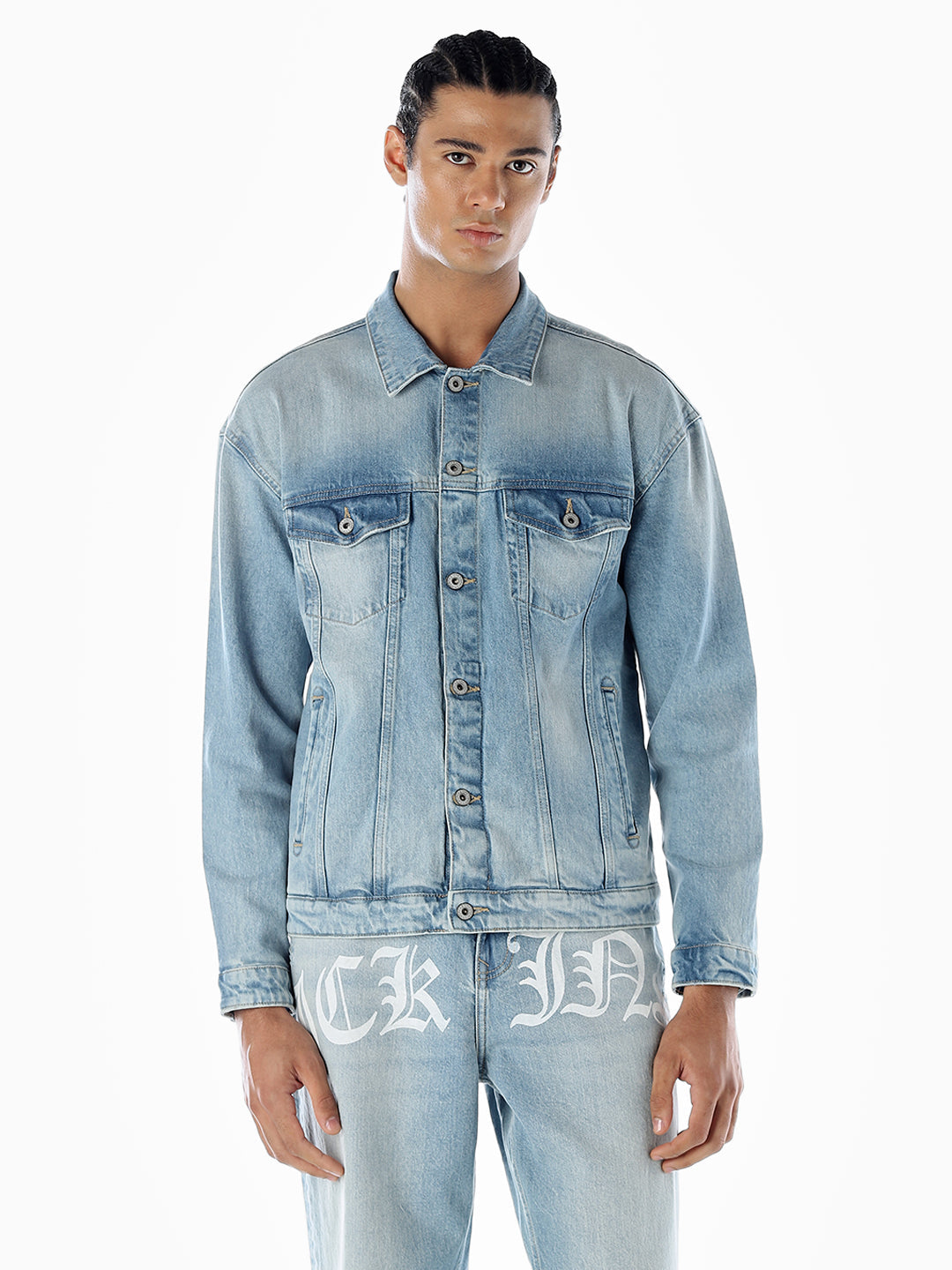 Typographic Print Denim Jacket