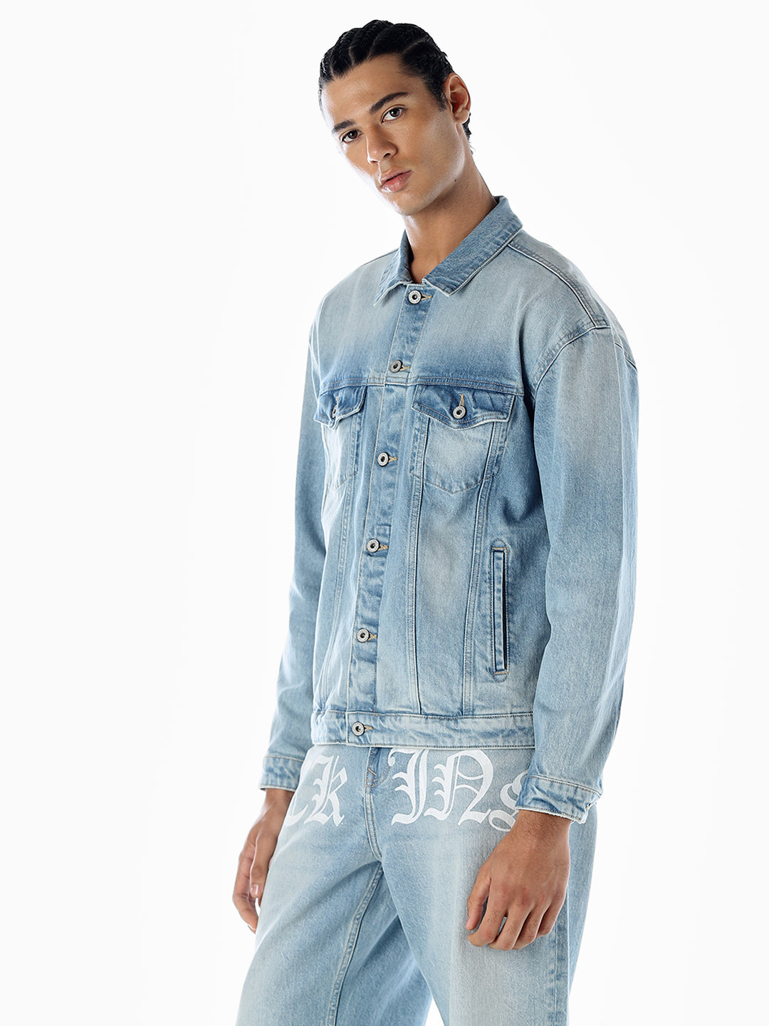 Typographic Print Denim Jacket