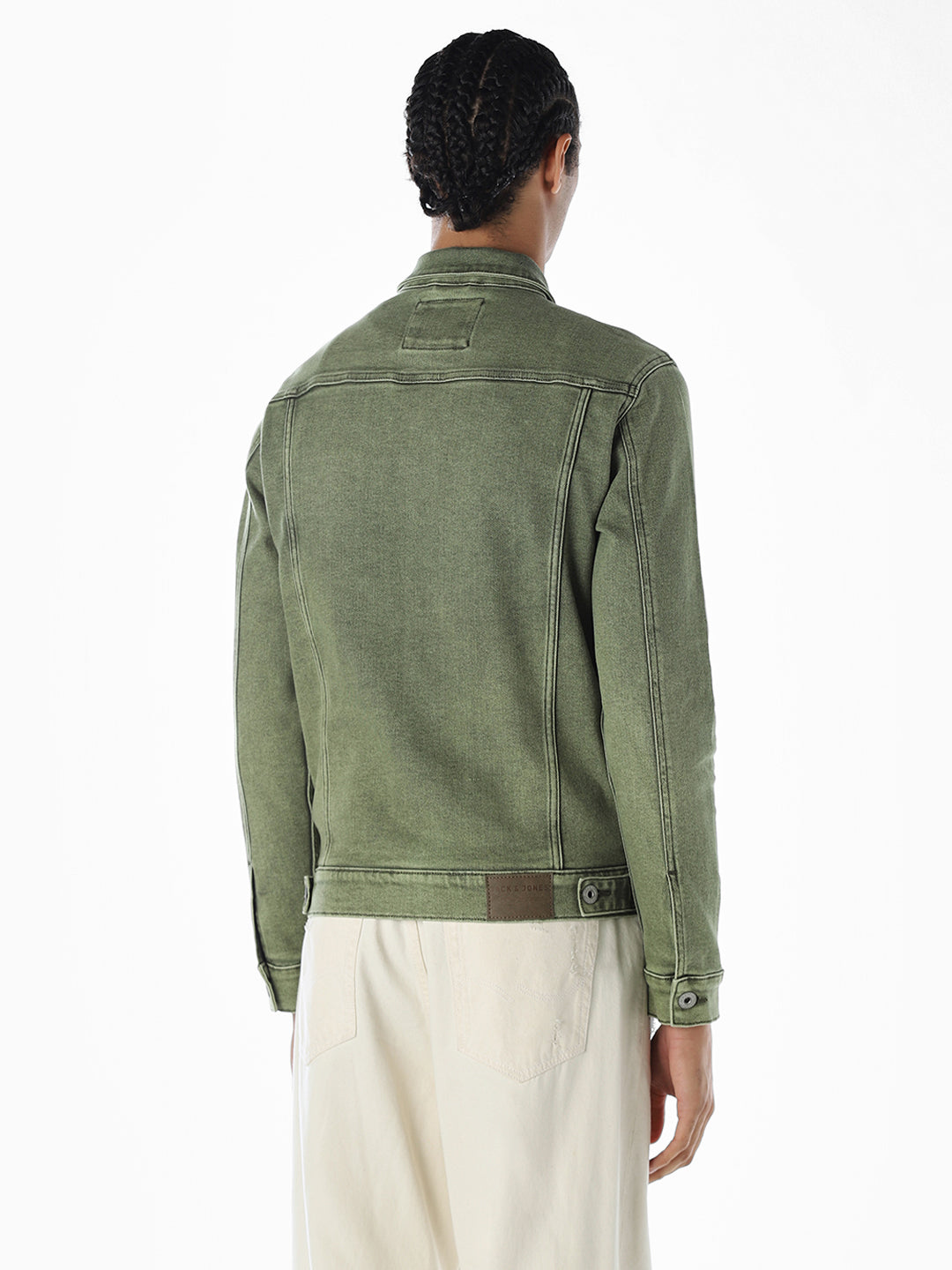 Olive Green Regular Fit Denim Jacket