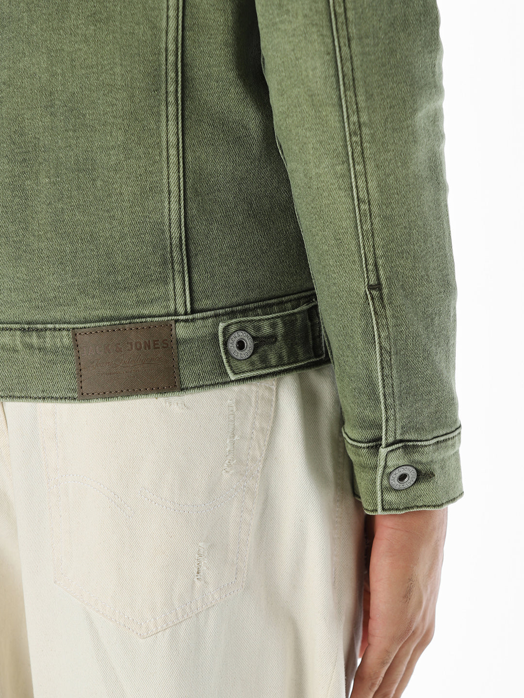 Olive Green Regular Fit Denim Jacket