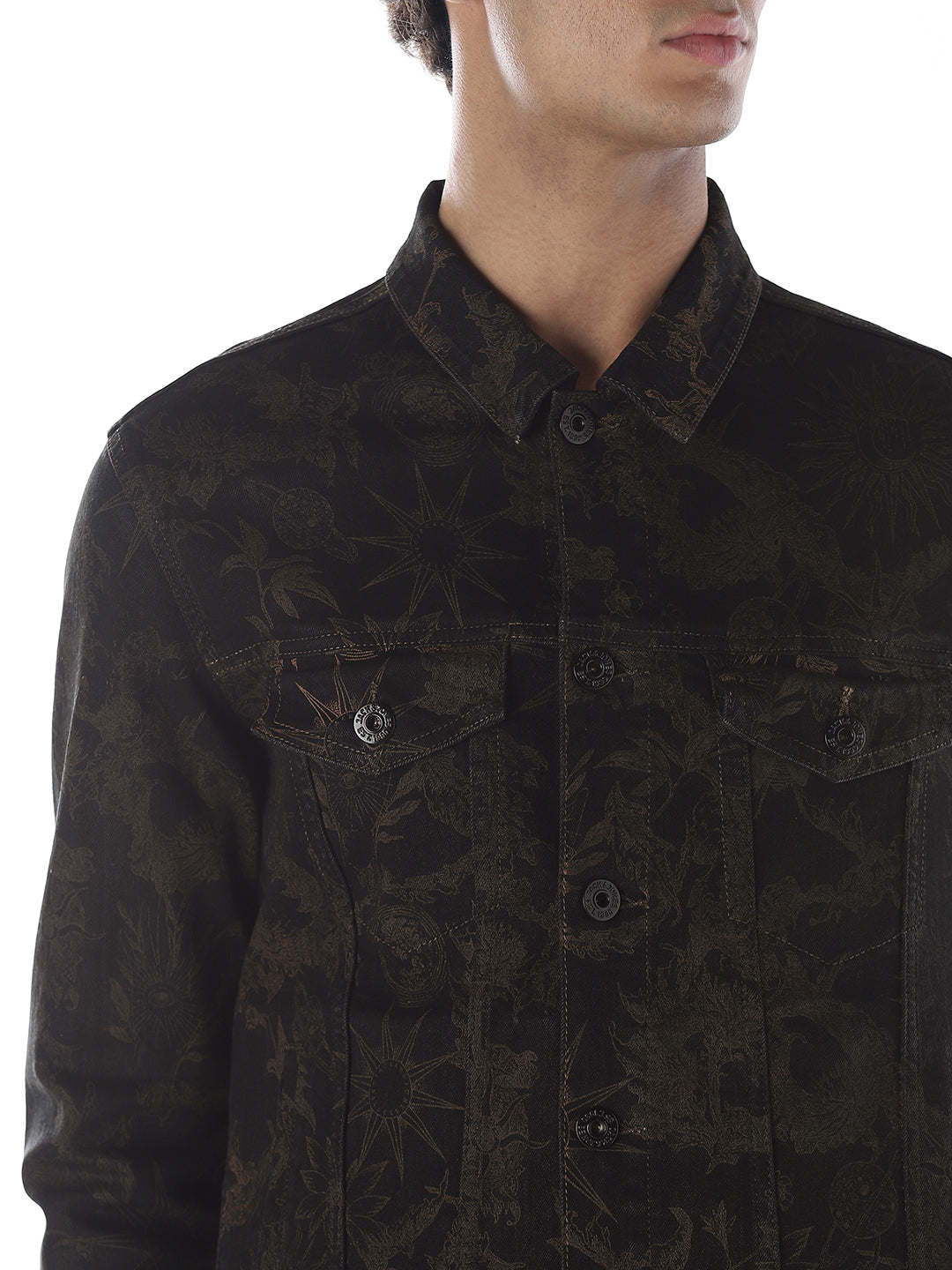 Printed Denim Jacket - Black