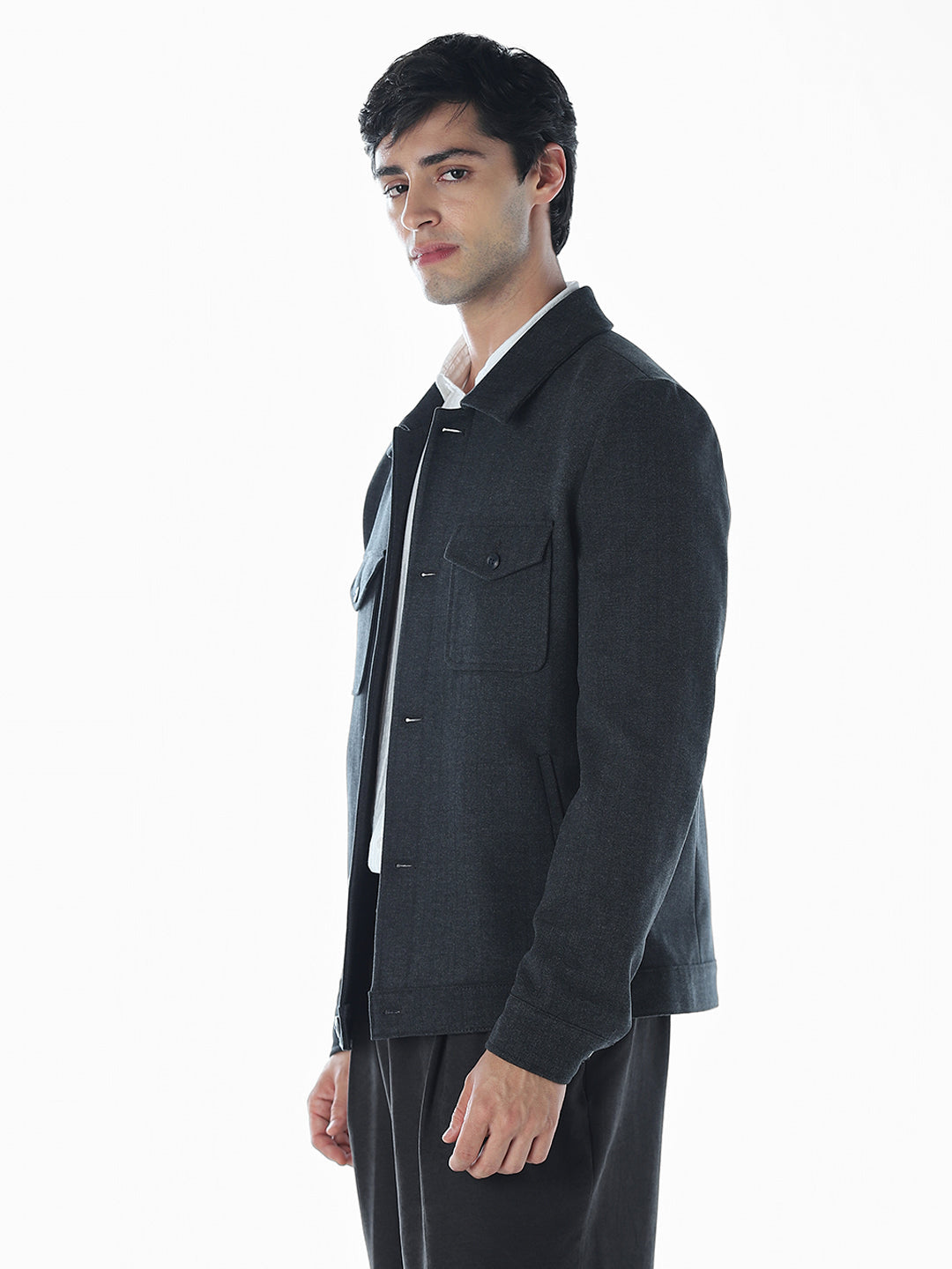 Striped Regular Fit Jacket - Blue