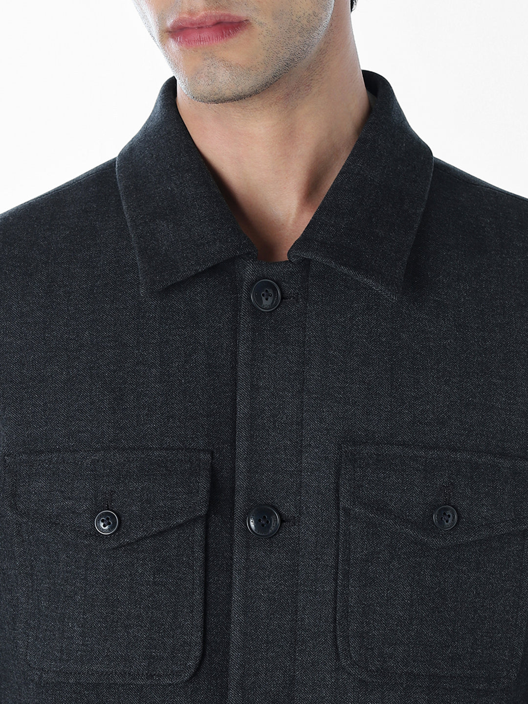 Striped Regular Fit Jacket - Blue