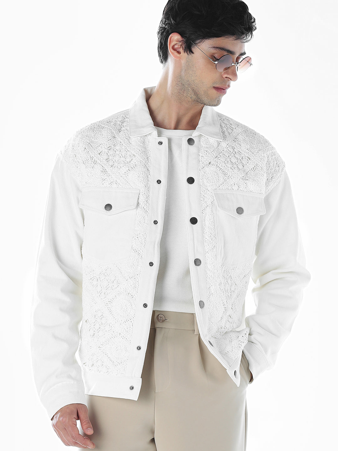 White Regular Fit Jacket
