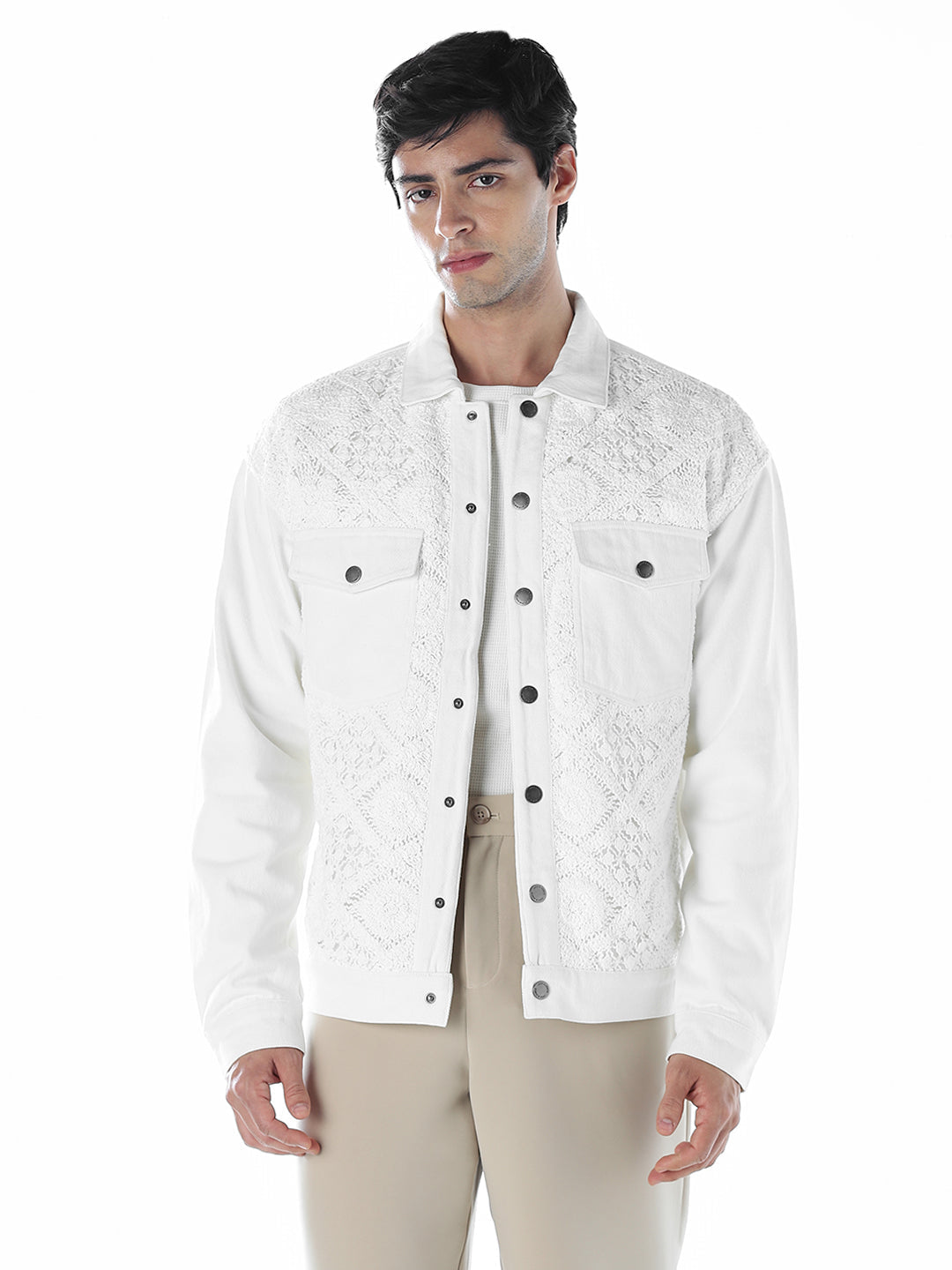 White Regular Fit Jacket