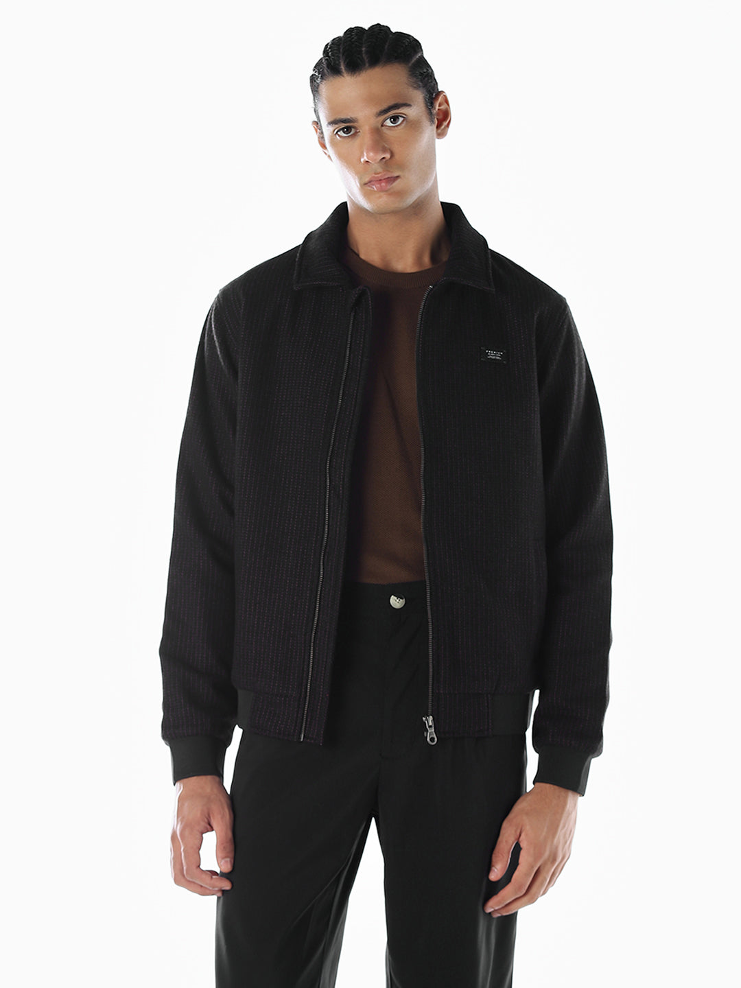 Pinstripe Zip-Up Jacket