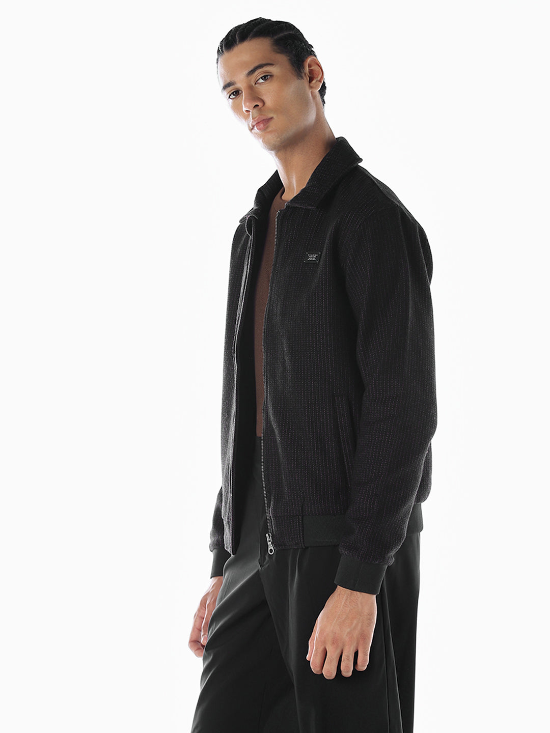 Pinstripe Zip-Up Jacket