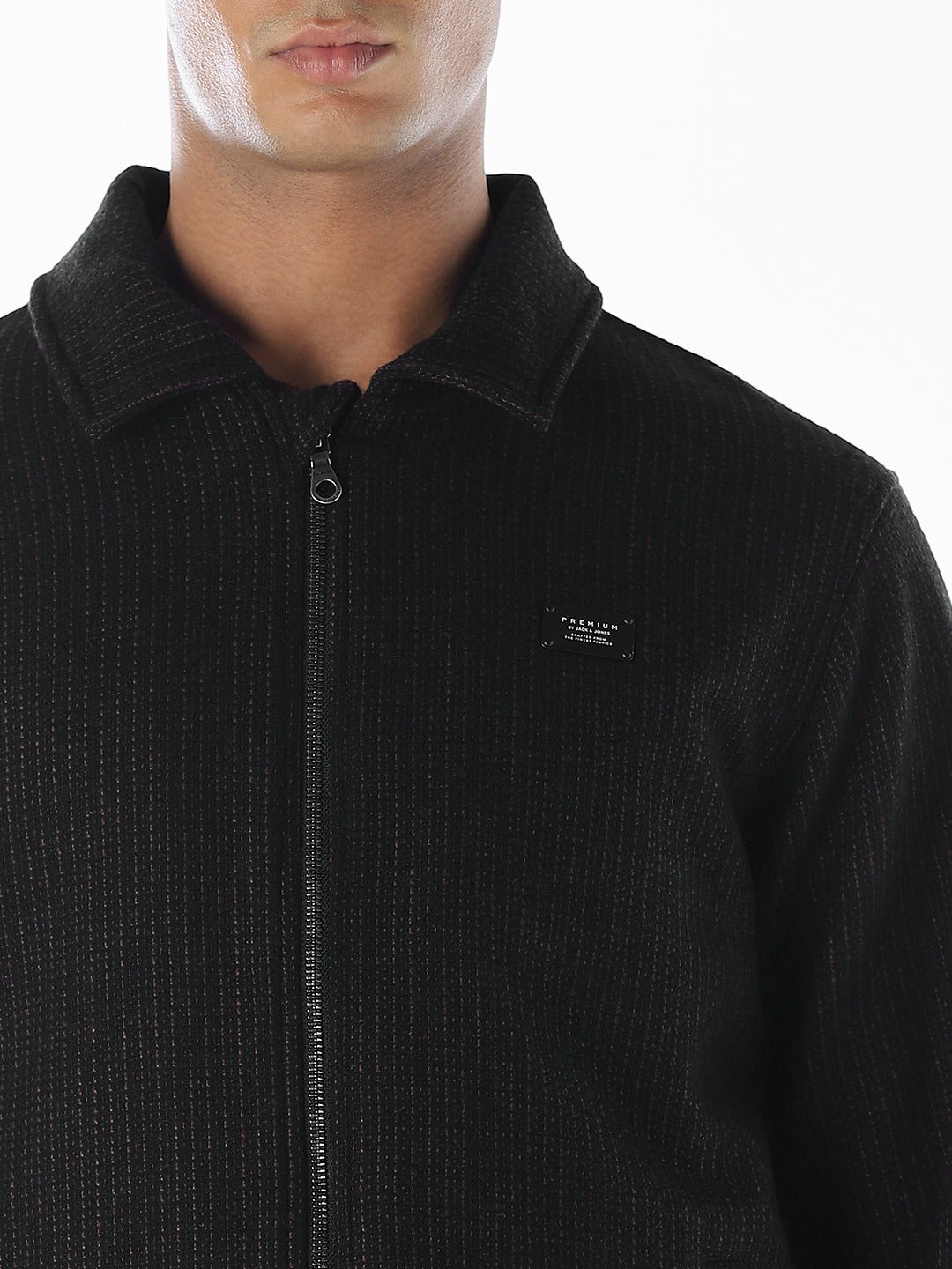 Pinstripe Zip-Up Jacket