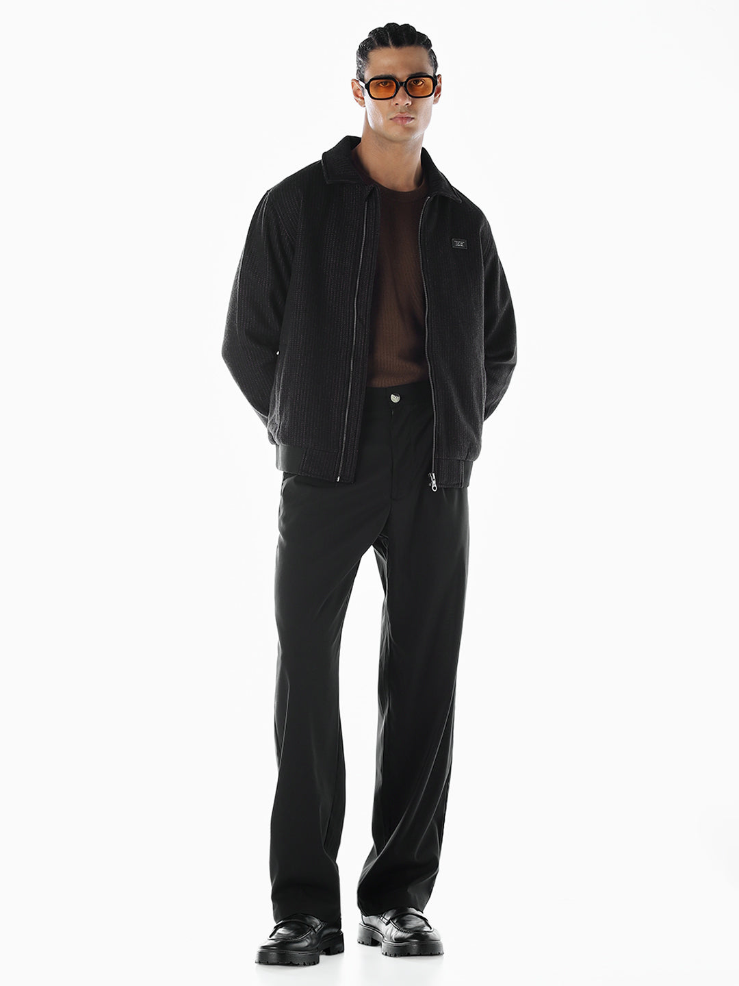 Pinstripe Zip-Up Jacket