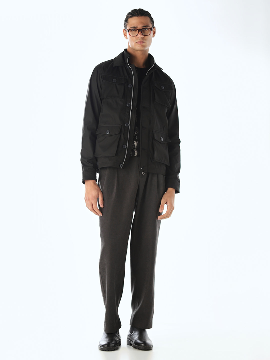 Multi-Pocket Buttoned Jacket