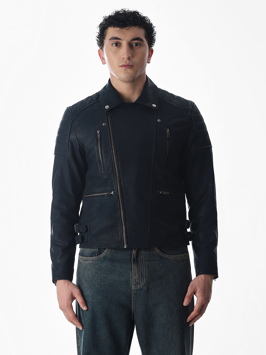 Navy Blue Premium Leather Jacket