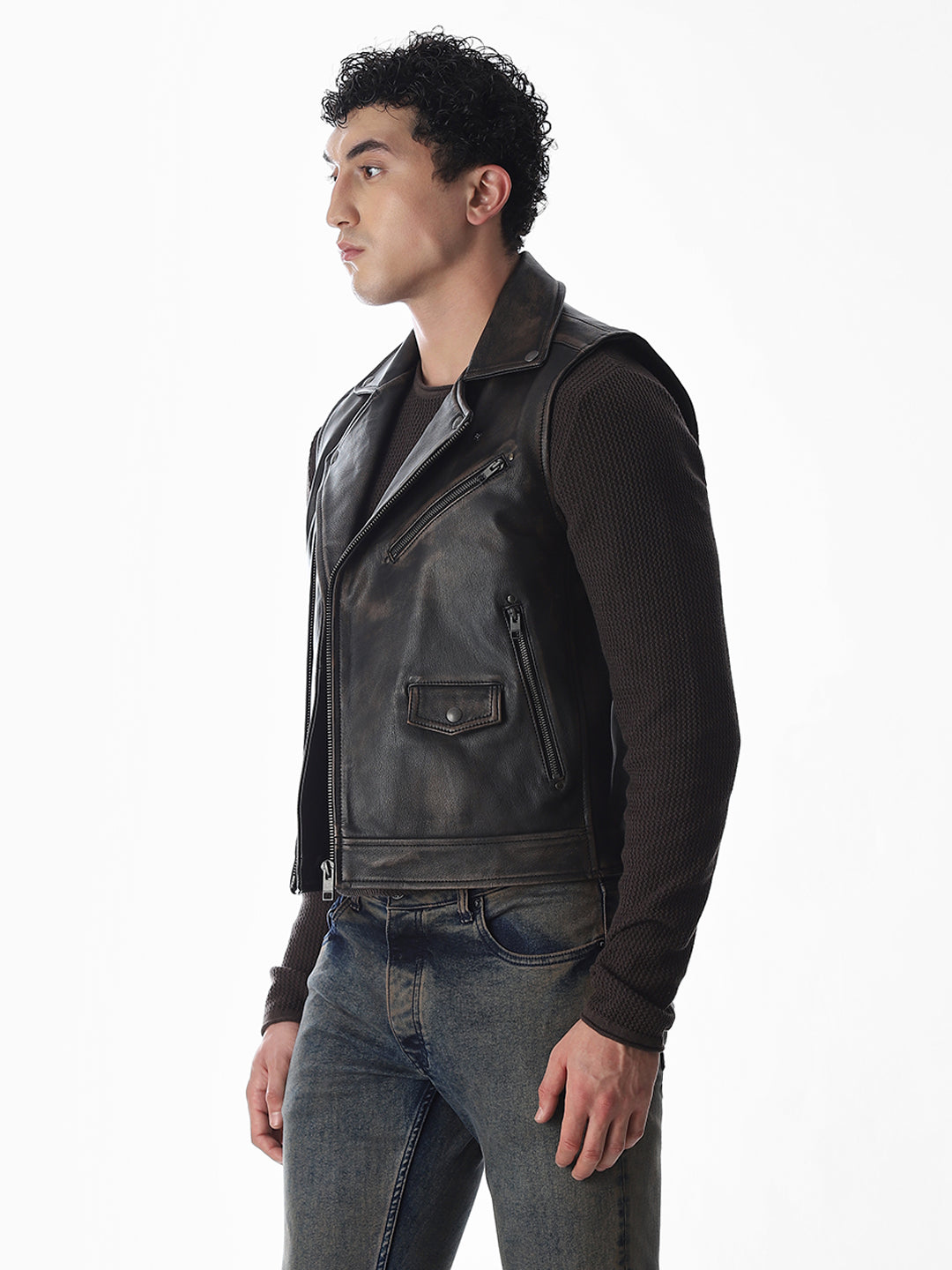 Sleeveless Derby Premium Leather Jacket