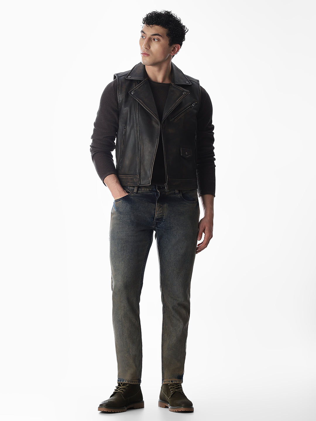 Sleeveless Derby Premium Leather Jacket