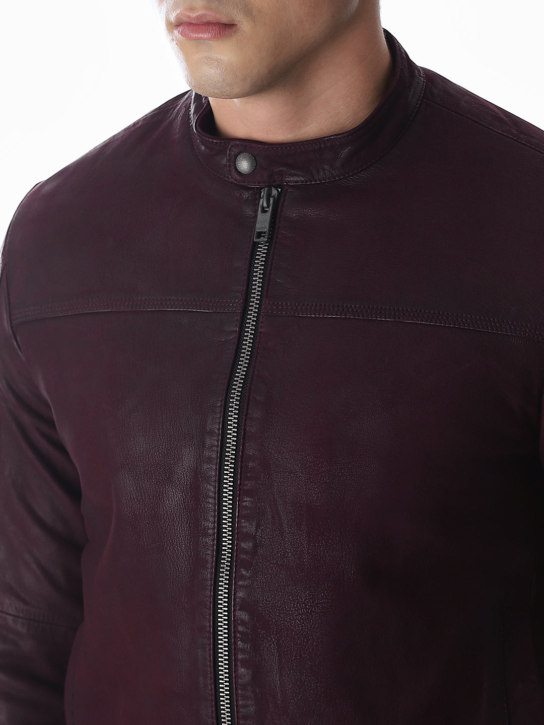 Burgundy Preston Leather Jacket