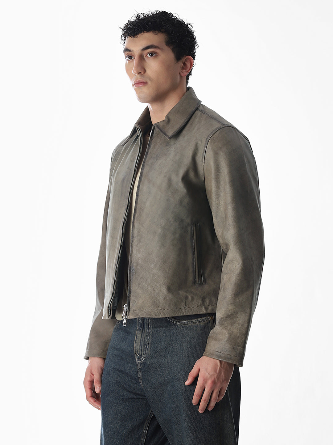 Grey Stanley Leather Jacket