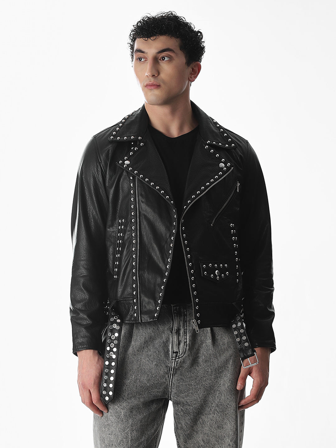 Classic Black Studded Leather Jacket