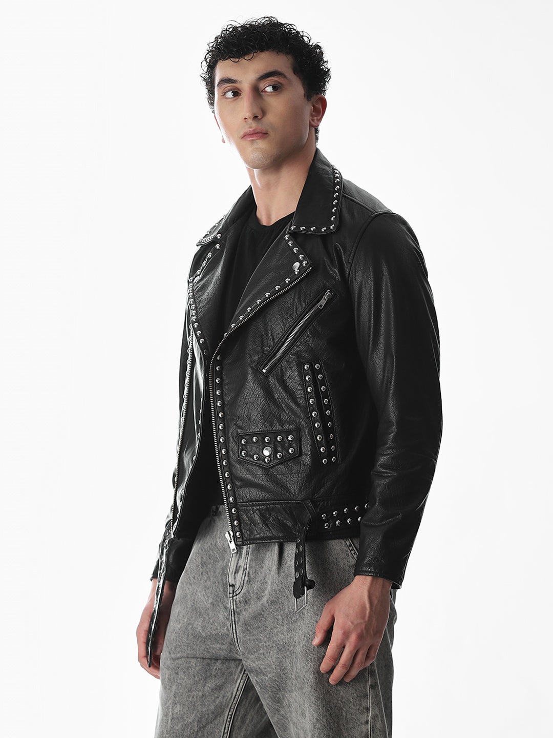 Classic Black Studded Leather Jacket