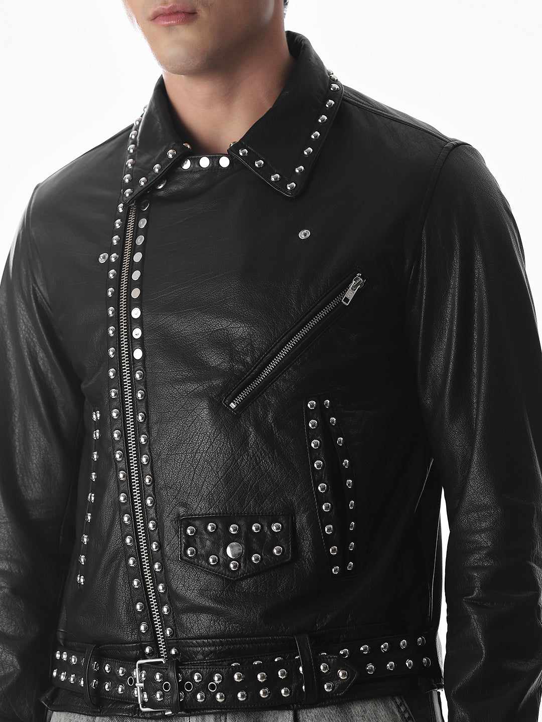 Classic Black Studded Leather Jacket
