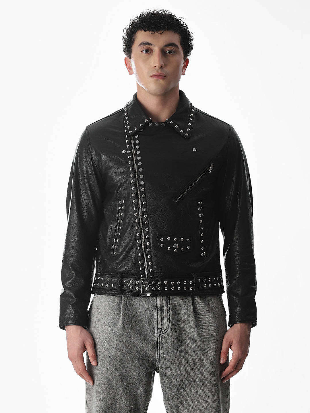 Classic Black Studded Leather Jacket