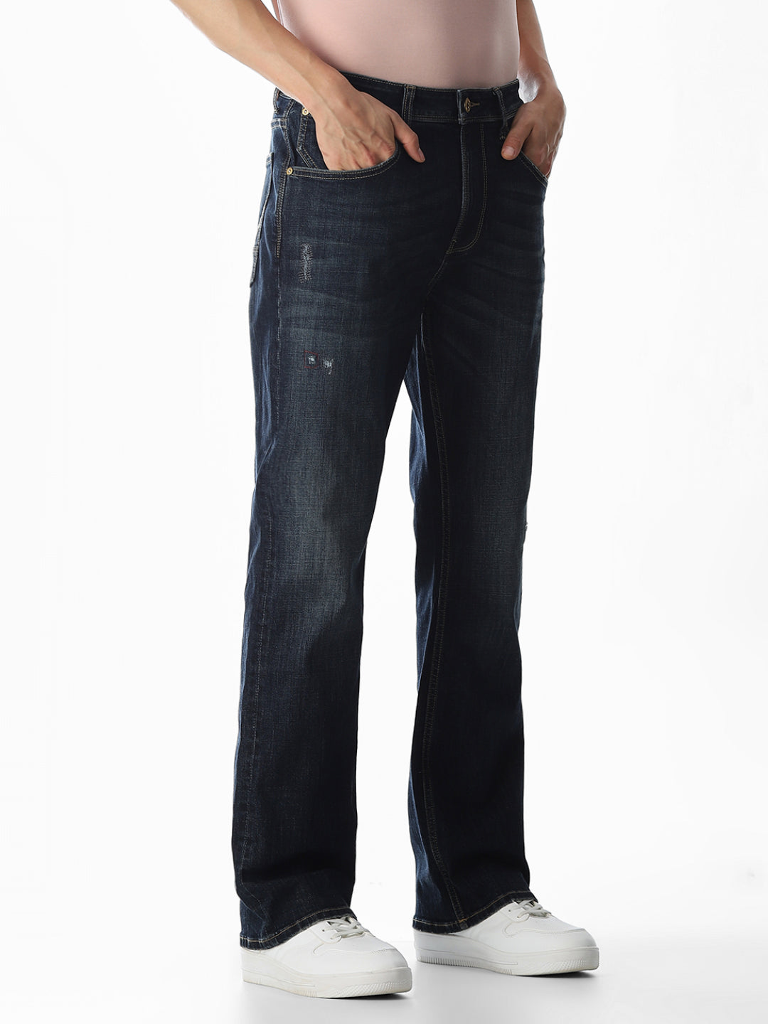 Mildly Distressed Cliff Bootcut Jeans