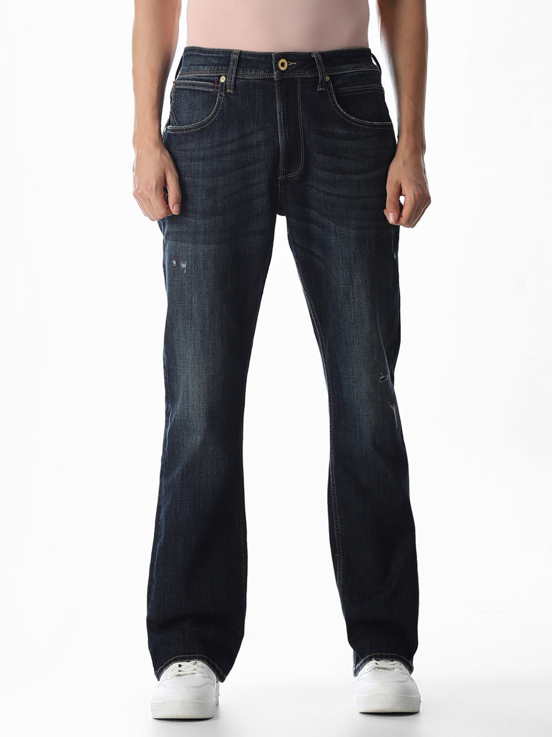 Mildly Distressed Cliff Bootcut Jeans