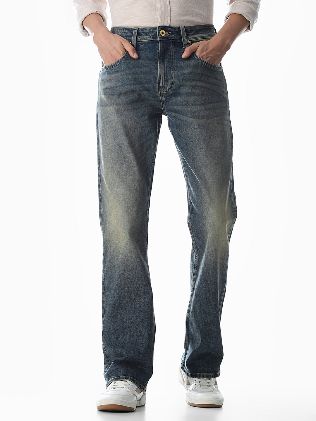 Washed High Rise Cliff Bootcut Jeans