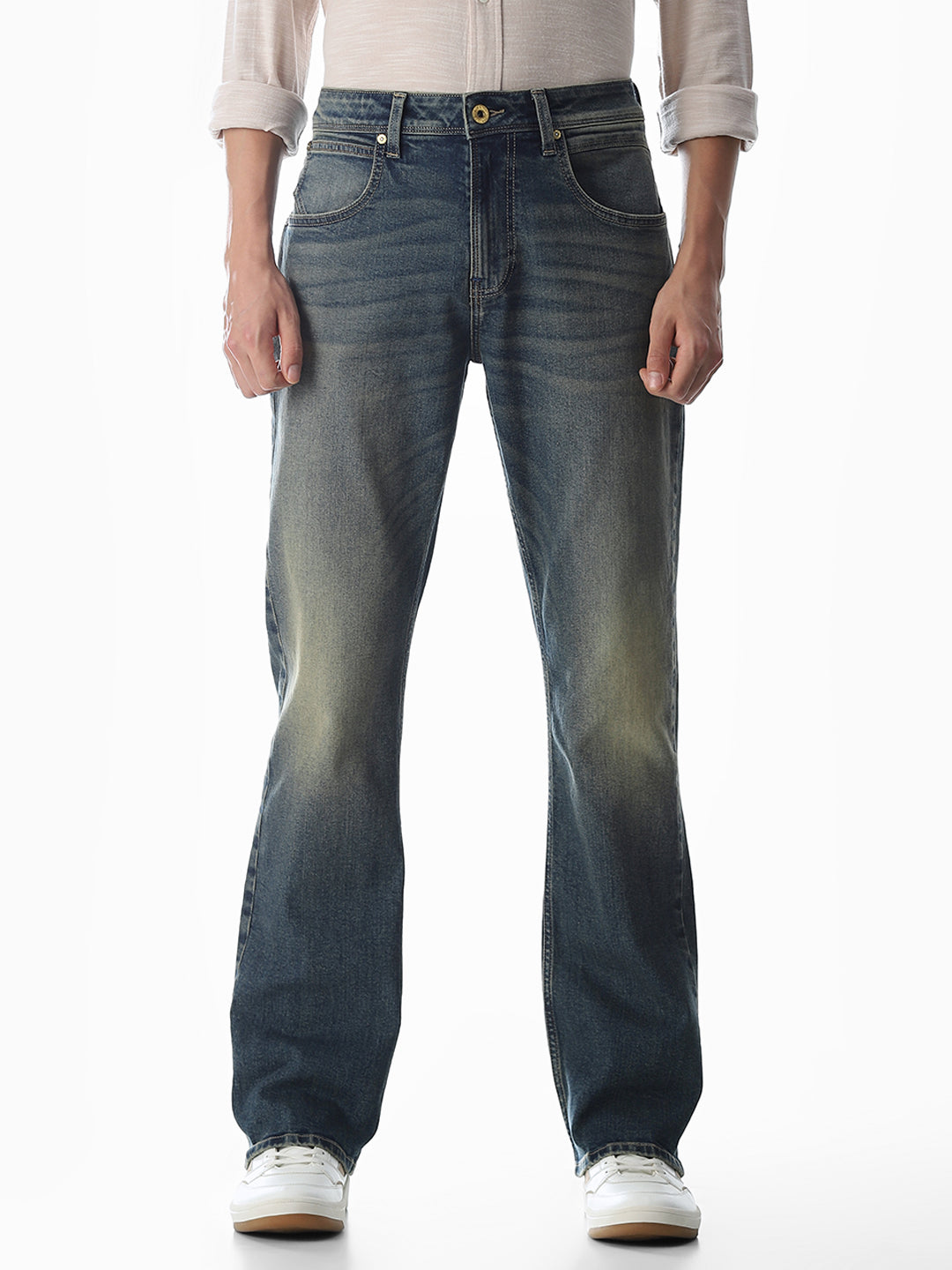 Washed High Rise Cliff Bootcut Jeans