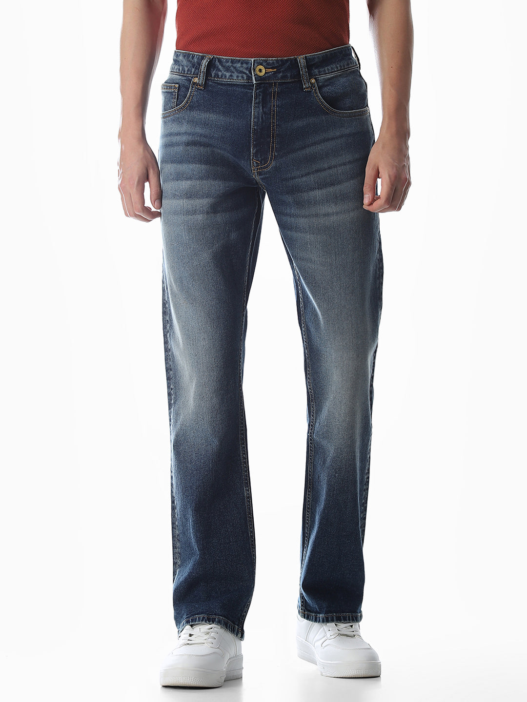 Blue Low Rise Clark Regular Fit Jeans