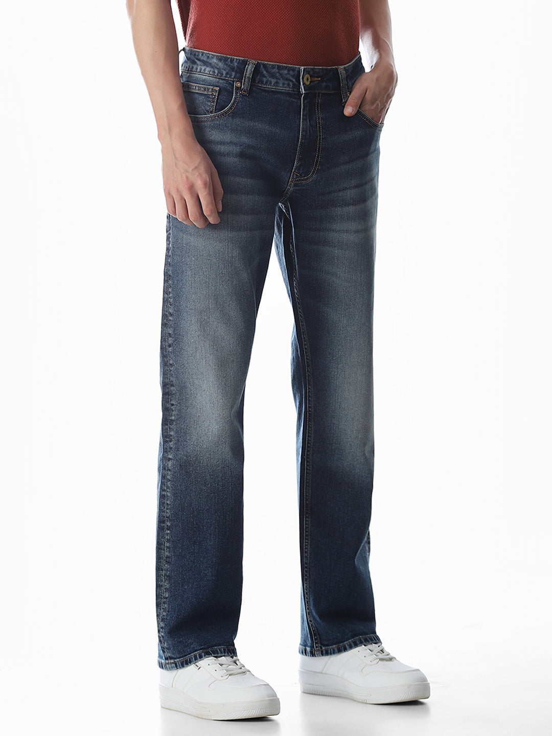 Blue Low Rise Clark Regular Fit Jeans
