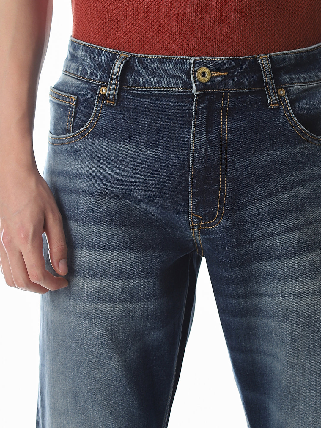 Blue Low Rise Clark Regular Fit Jeans