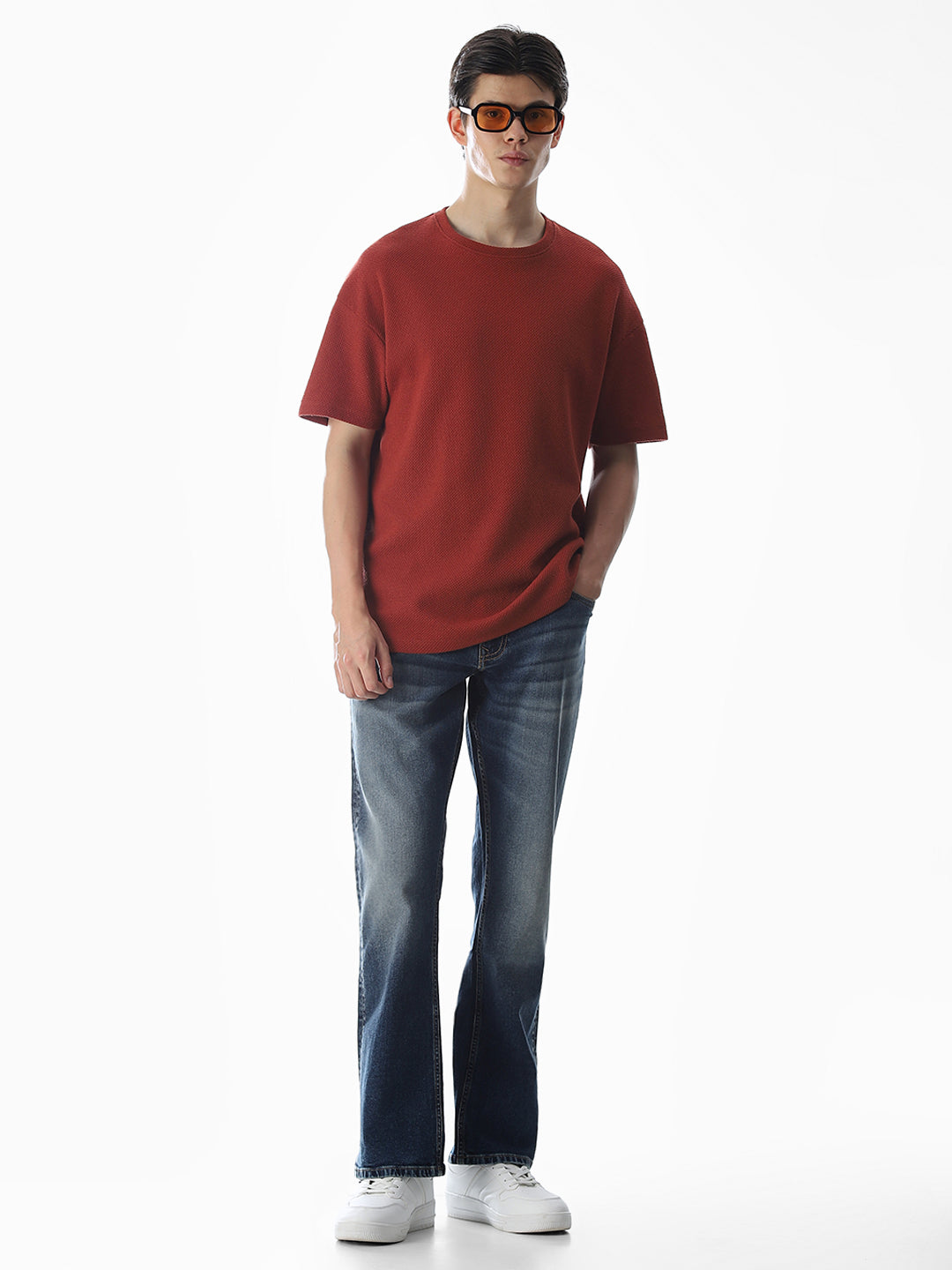 Blue Low Rise Clark Regular Fit Jeans