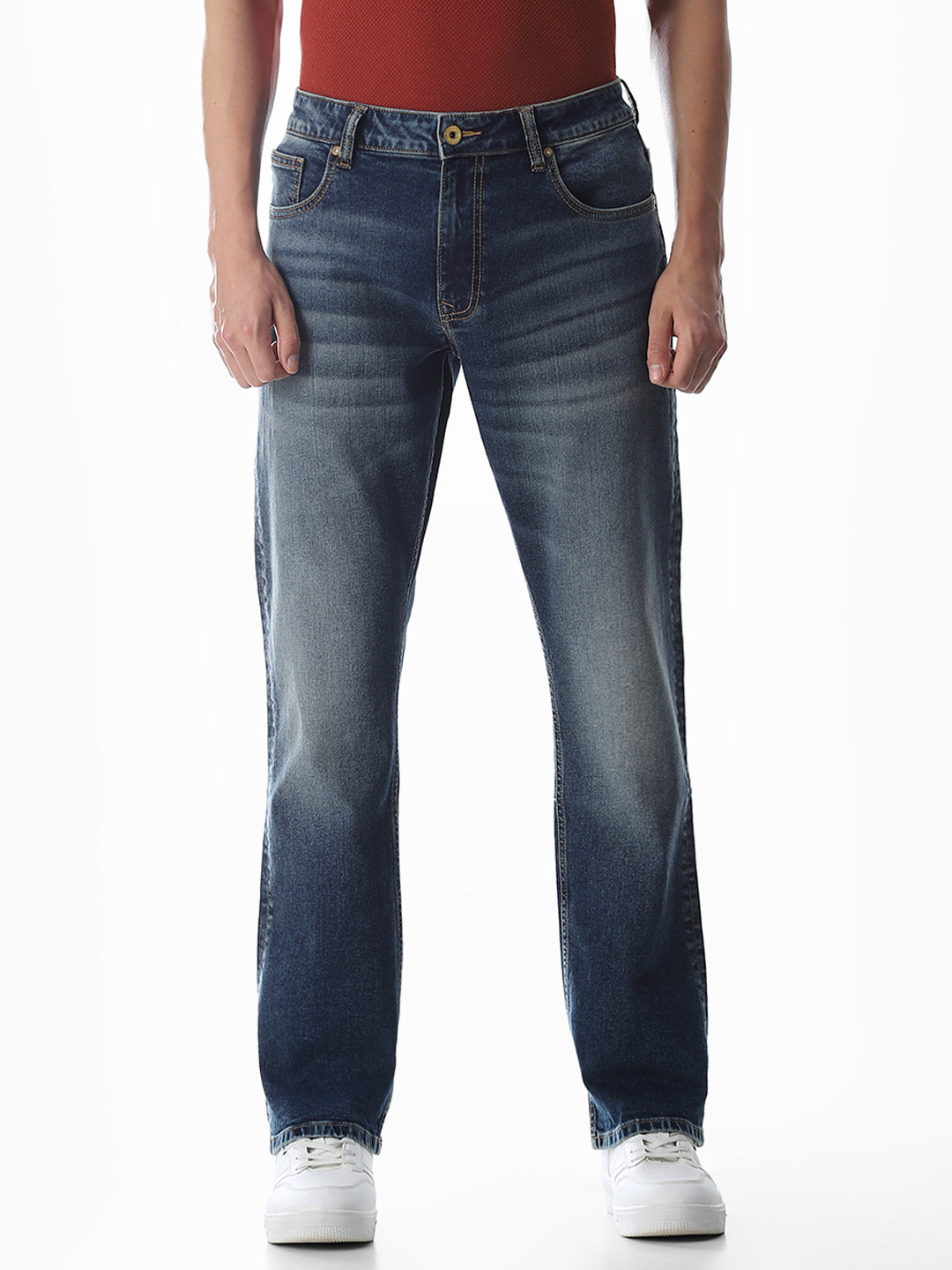 Blue Low Rise Clark Regular Fit Jeans