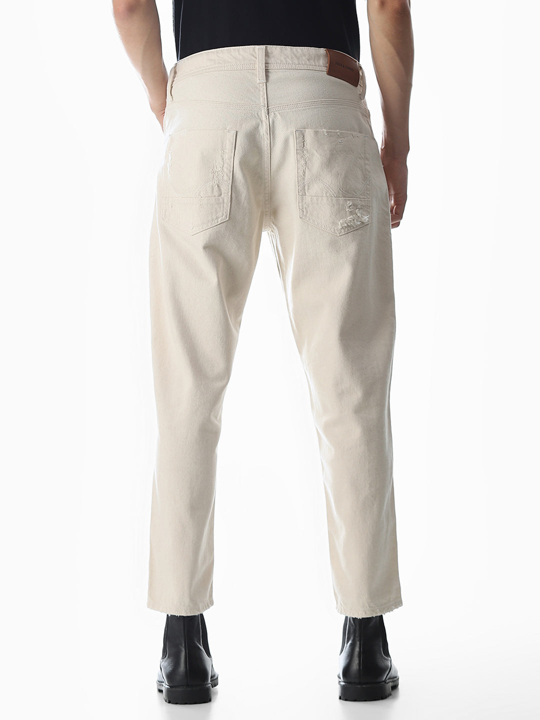 Ecru Distressed Frank Anti Fit Jeans