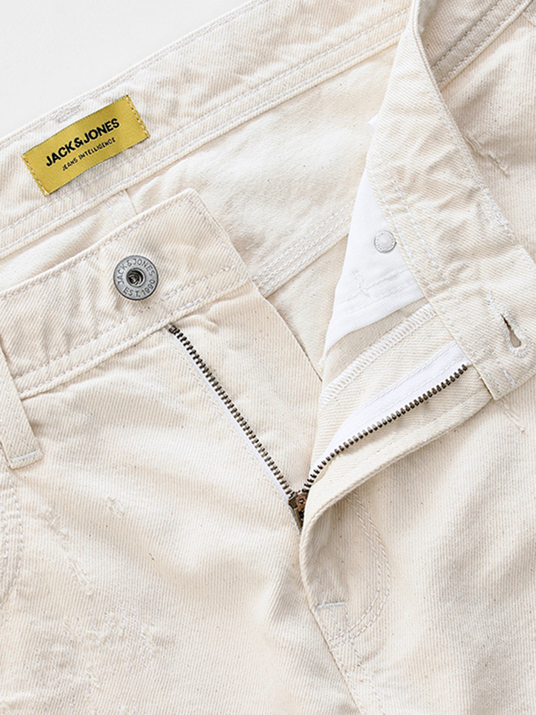 Ecru Distressed Frank Anti Fit Jeans